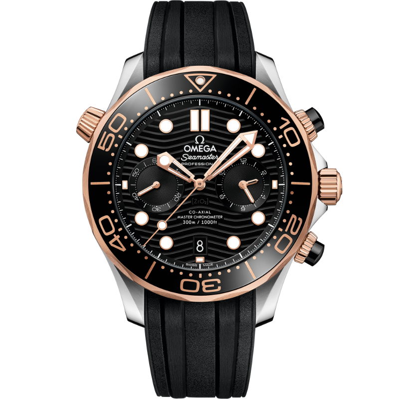 44 mm, Steel - Sedna&trade; Gold On Rubber Strap
