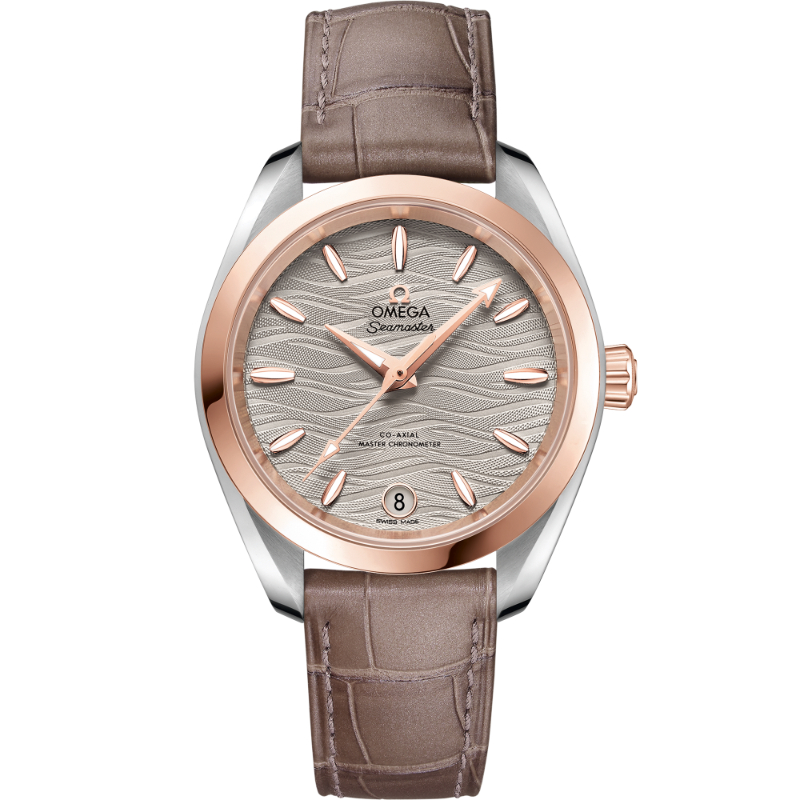 34 mm, Steel - Sedna&trade; Gold On Leather Strap