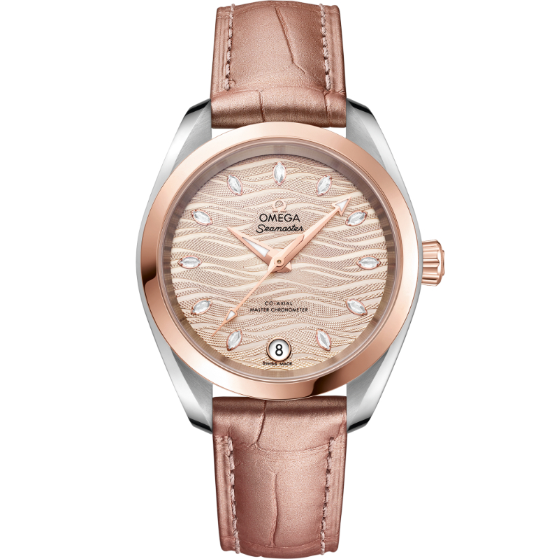 34 mm, Steel - Sedna&trade; Gold On Leather Strap