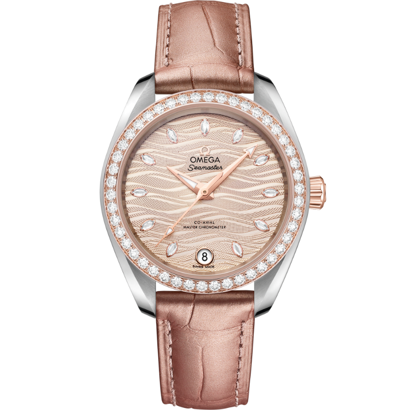 34 mm, Steel - Sedna&trade; Gold On Leather Strap