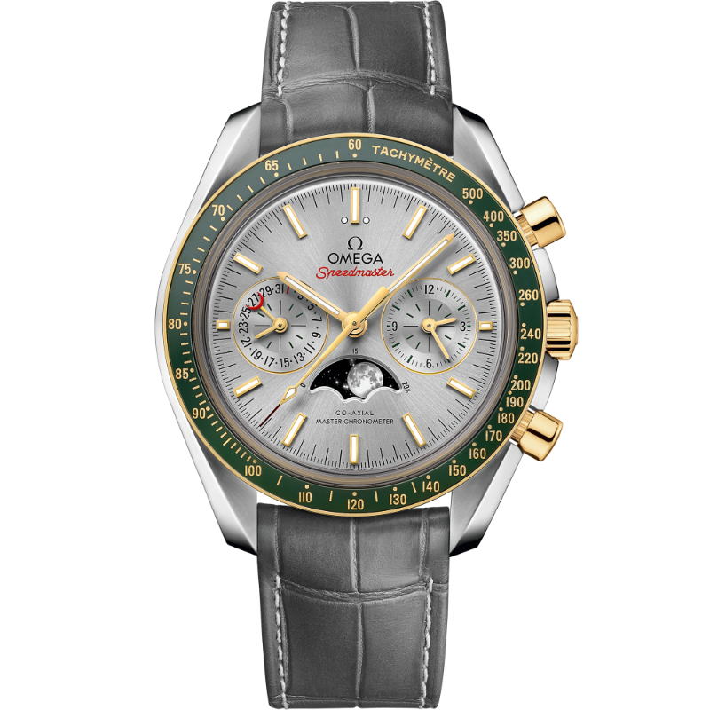 44.25 mm, Steel - Yellow Gold On Leather Strap