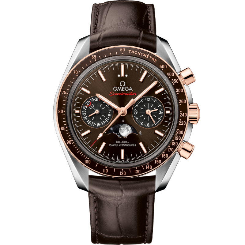 44.25 mm, Steel - Sedna&trade; Gold On Leather Strap