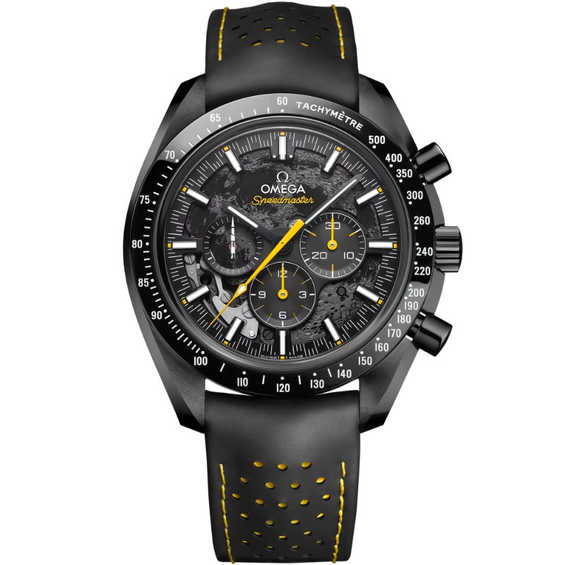 44.25 mm, Black Ceramic On Rubber Strap