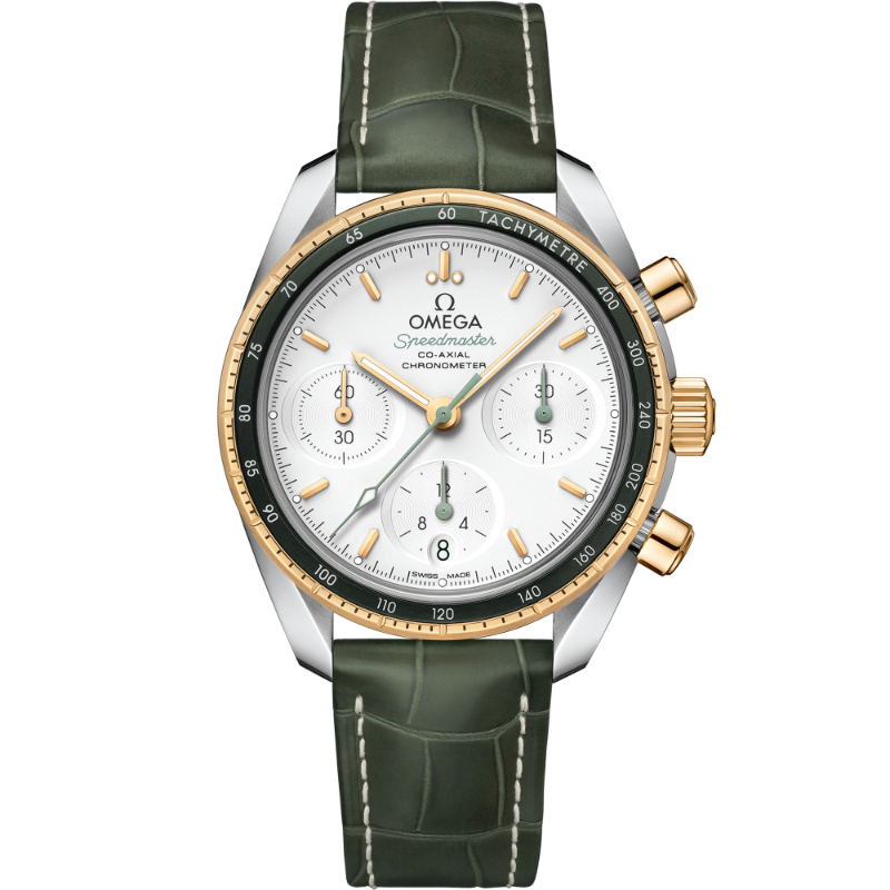 38 mm, Steel - Yellow Gold On Leather Strap