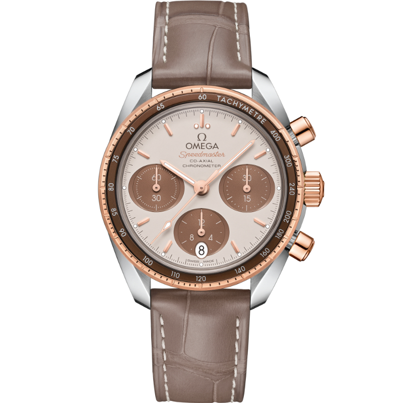 38 mm, Steel - Sedna&trade; Gold On Leather Strap
