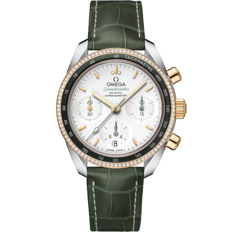 38 mm, Steel - Yellow Gold On Leather Strap