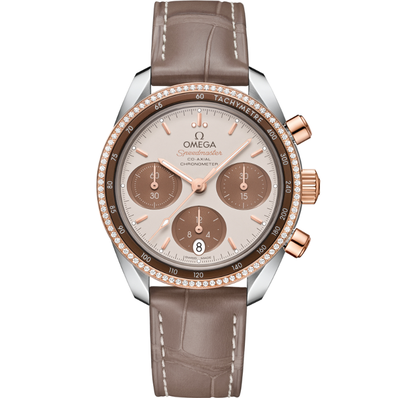 38 mm, Steel - Sedna&trade; Gold On Leather Strap
