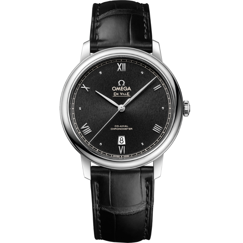 39.5 mm, Steel On Leather Strap