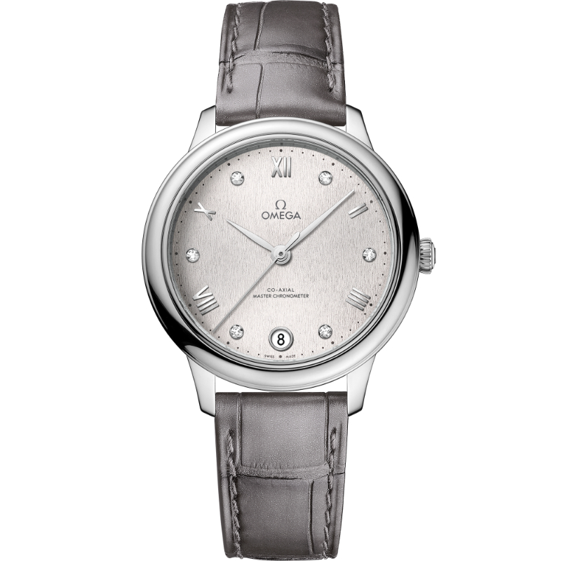 34 mm, Steel On Leather Strap