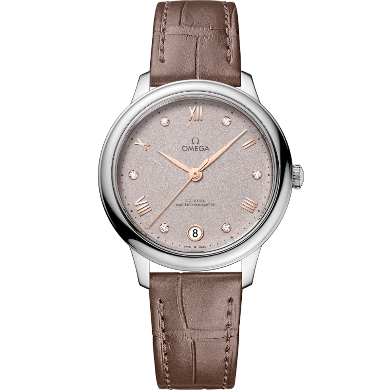 34 mm, Steel On Leather Strap