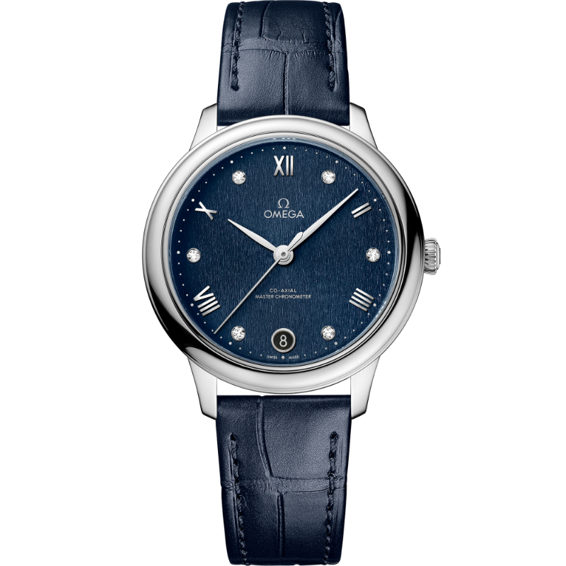 34 mm, Steel On Leather Strap