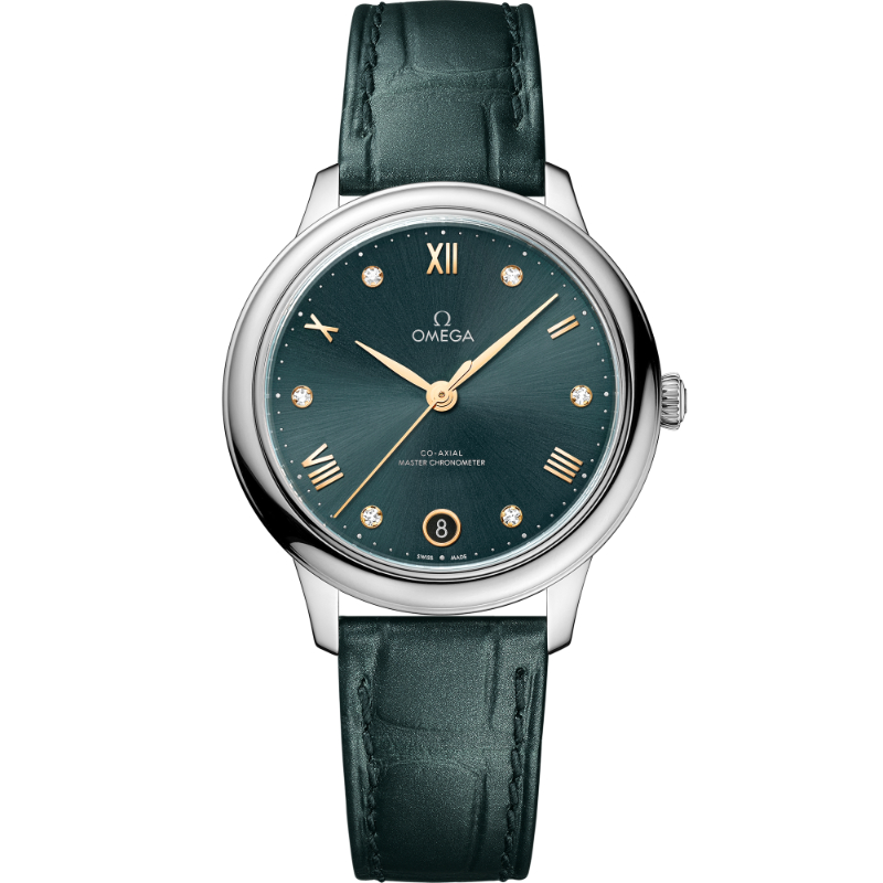 34 mm, Steel On Leather Strap