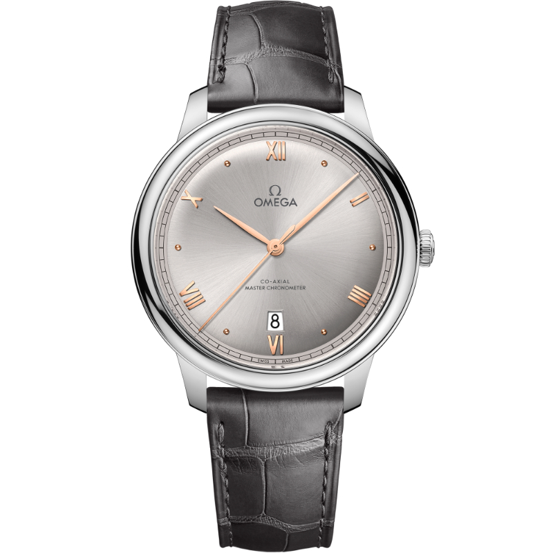 40 mm, Steel On Leather Strap