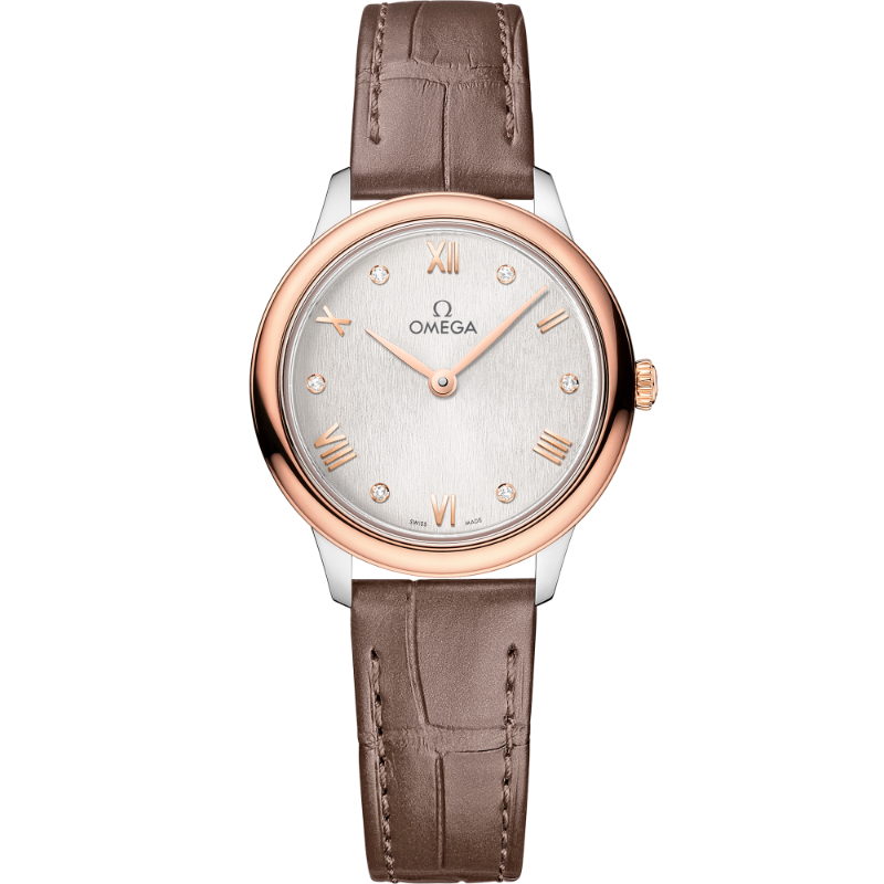 27.5 mm, Steel - Sedna&trade; Gold On Leather Strap