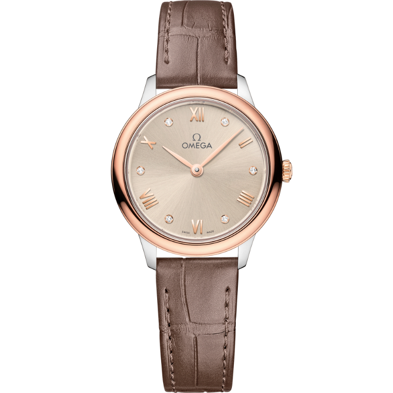 27.5 mm, Steel - Sedna&trade; Gold On Leather Strap
