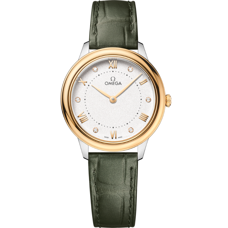 30 mm, Steel - Yellow Gold On Leather Strap