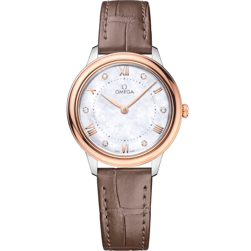 30 mm, Steel - Sedna&trade; Gold On Leather Strap