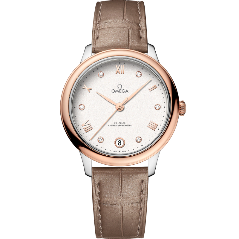 34 mm, Steel - Sedna&trade; Gold On Leather Strap