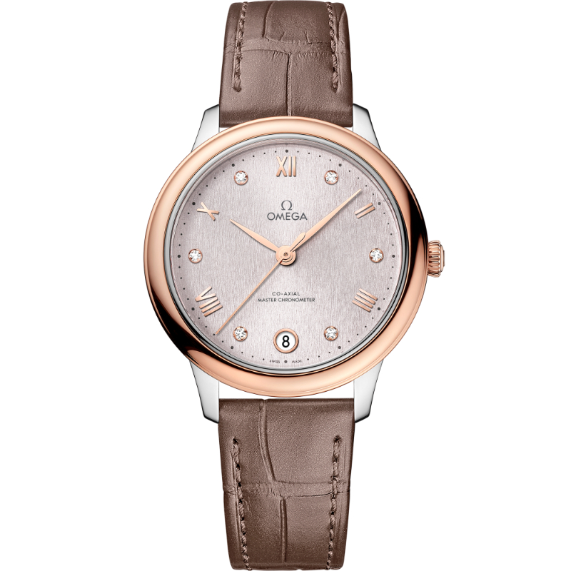 34 mm, Steel - Sedna&trade; Gold On Leather Strap