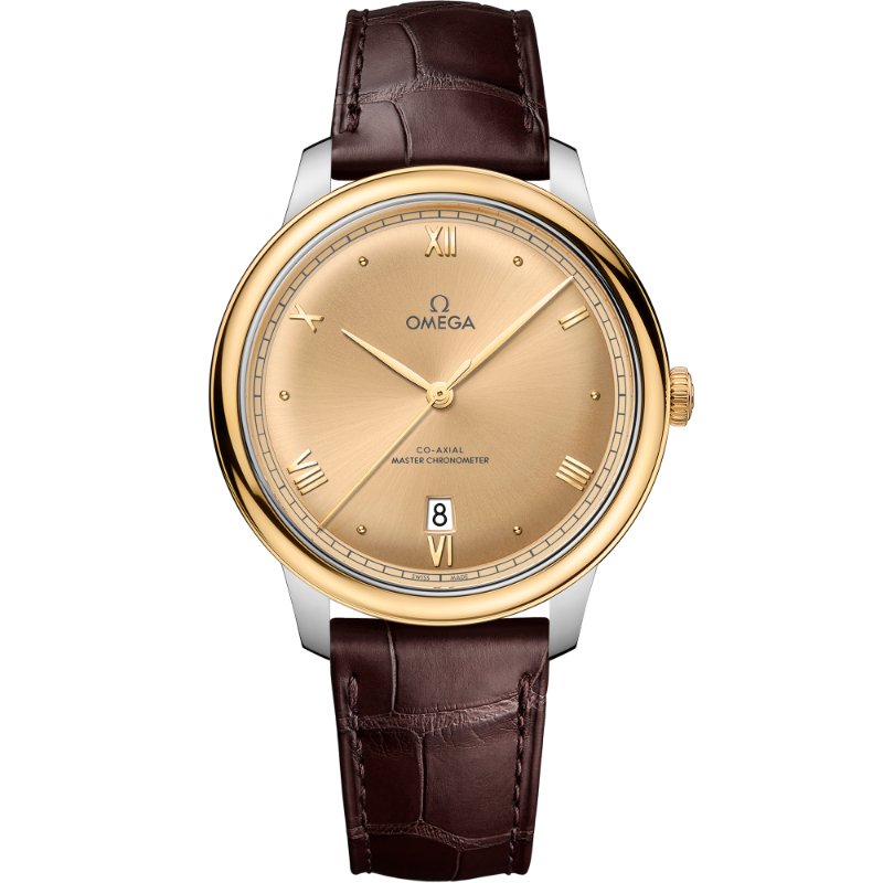 40 mm, Steel - Yellow Gold On Leather Strap