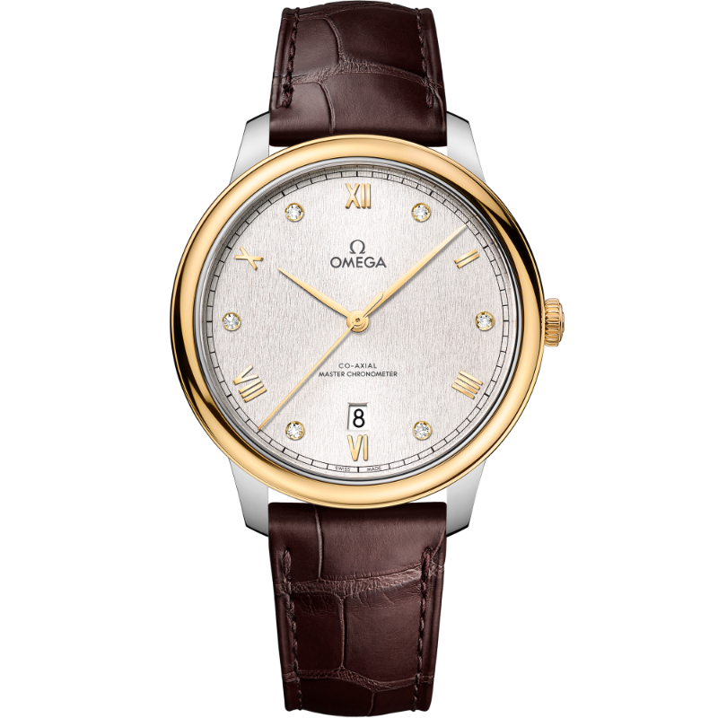 40 mm, Steel - Yellow Gold On Leather Strap