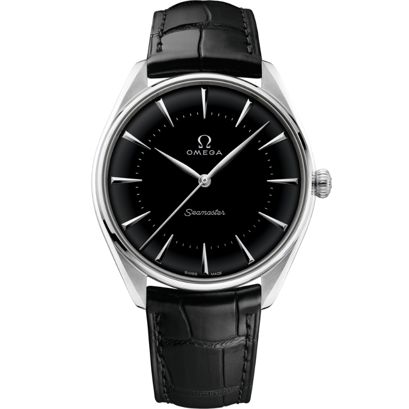 39.5 mm, Platinum On Leather Strap