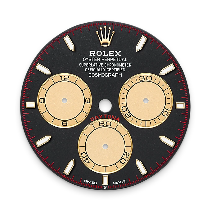 Intense black and Champagne-colour dial